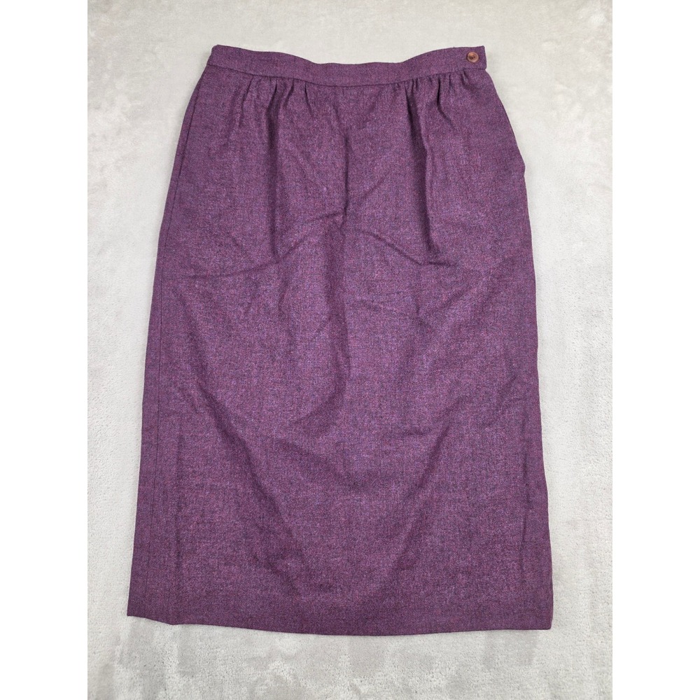 Vintage Pendleton Pencil Skirt Womens 10 Purple Wool Midi Lined Pockets